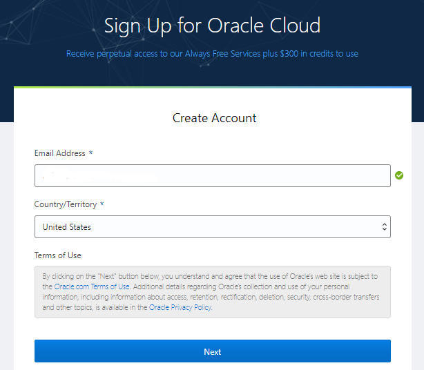 Ejemplo de formulario de contacto: Oracle